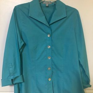 Foxcroft teal button down